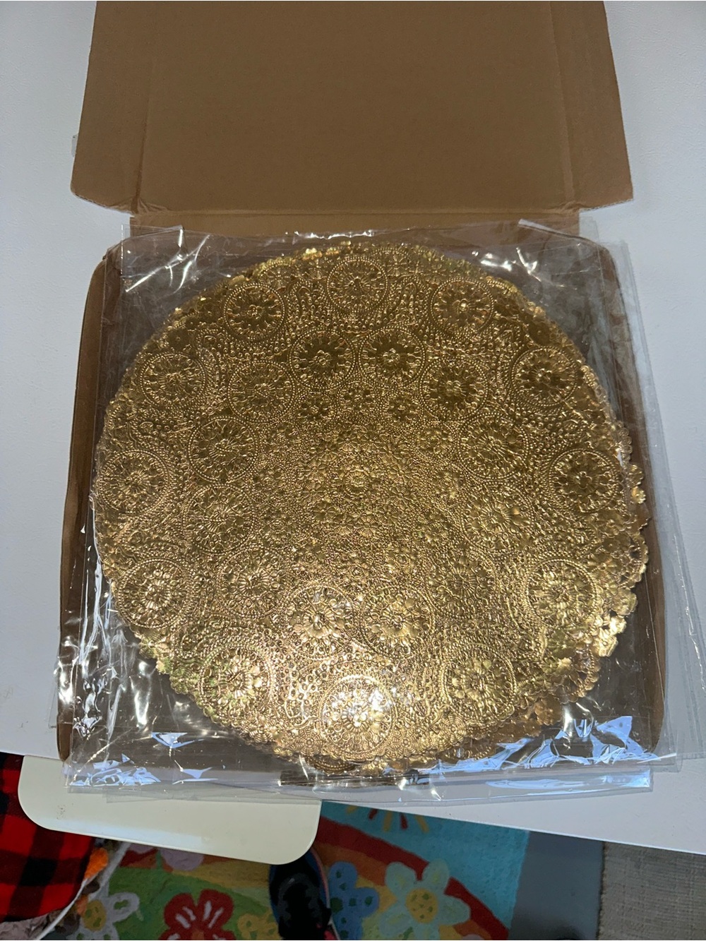 Gold Decorative Round Placemats Set - Elegant Metallic Home Accent